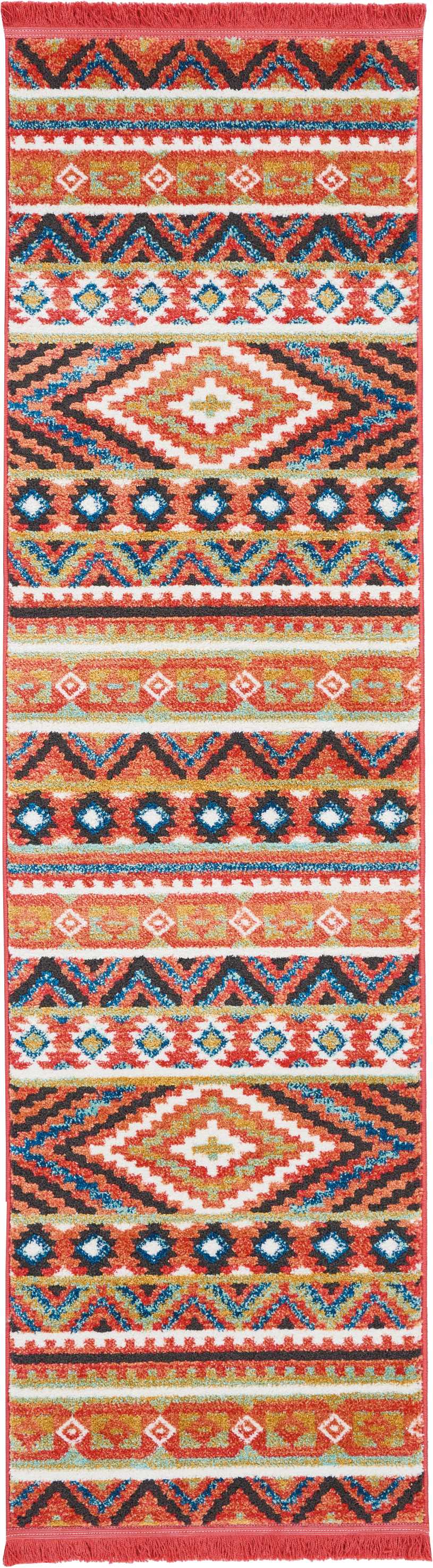 Nourison Navajo NAV04 Orange Multicolor 8' Runner  Hallway Rug