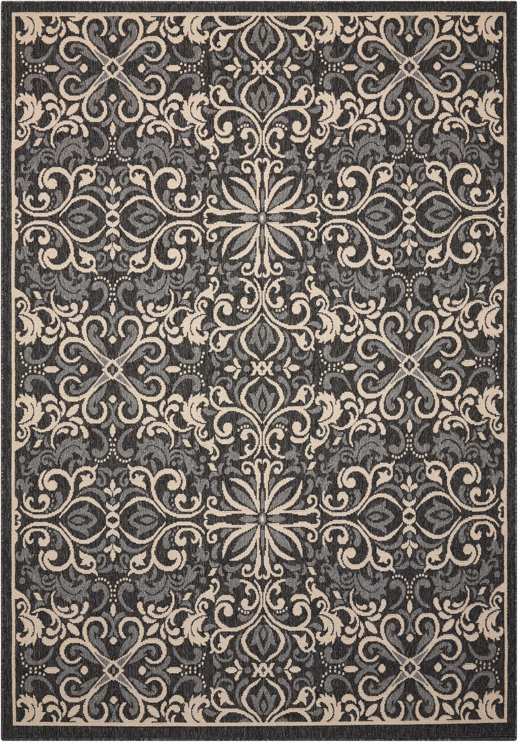 Nourison Caribbean CRB12 Black 5'x8'  Area Rug