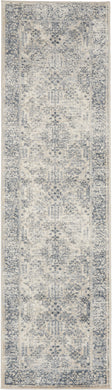Malta by kathy ireland Home MAI12 Ivory/Blue 8' Runner Area Rug