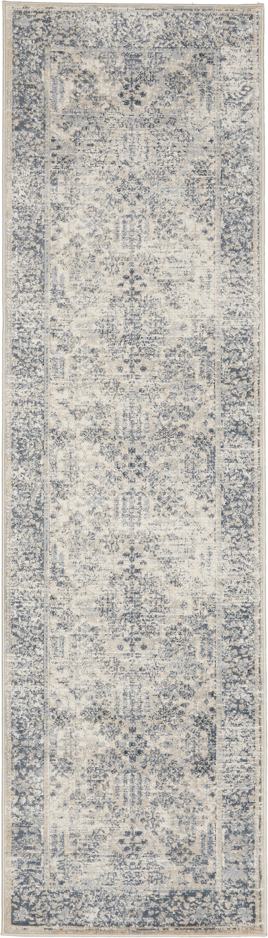 Malta by kathy ireland Home MAI12 Ivory/Blue 8' Runner Area Rug