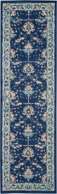 Nourison Tranquil TRA10 Navy Blue 7' Runner  Hallway Rug