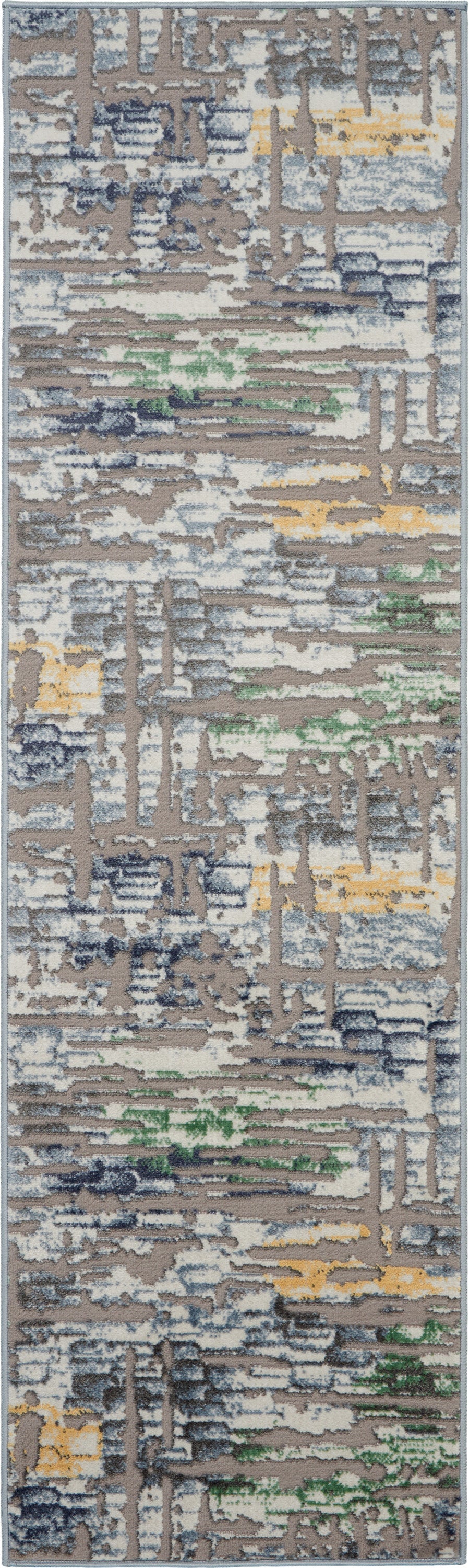 Nourison Urban Chic URC01 Grey Multicolor 7' Runner  Hallway Rug