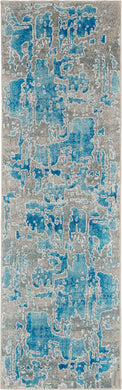 Nourison Radiant RAD06 Blue and Grey 7' Runner Low-pile Hallway Rug