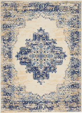 Nourison Grafix GRF14 White and Blue 5'x7'  Area Rug