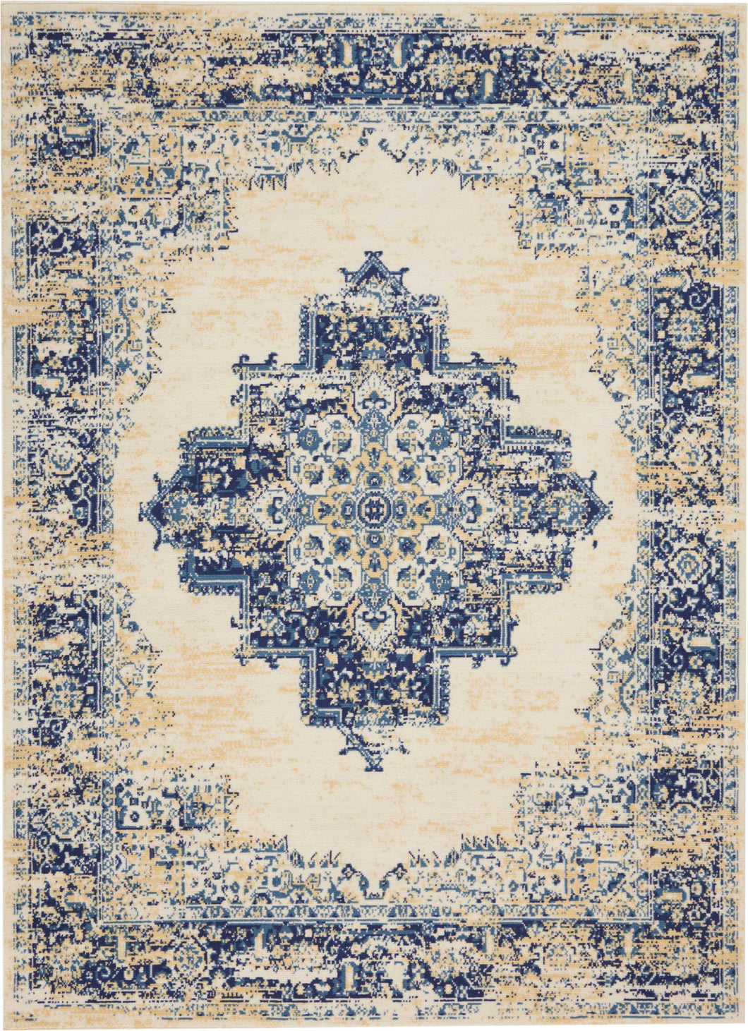 Nourison Grafix GRF14 White and Blue 5'x7'  Area Rug