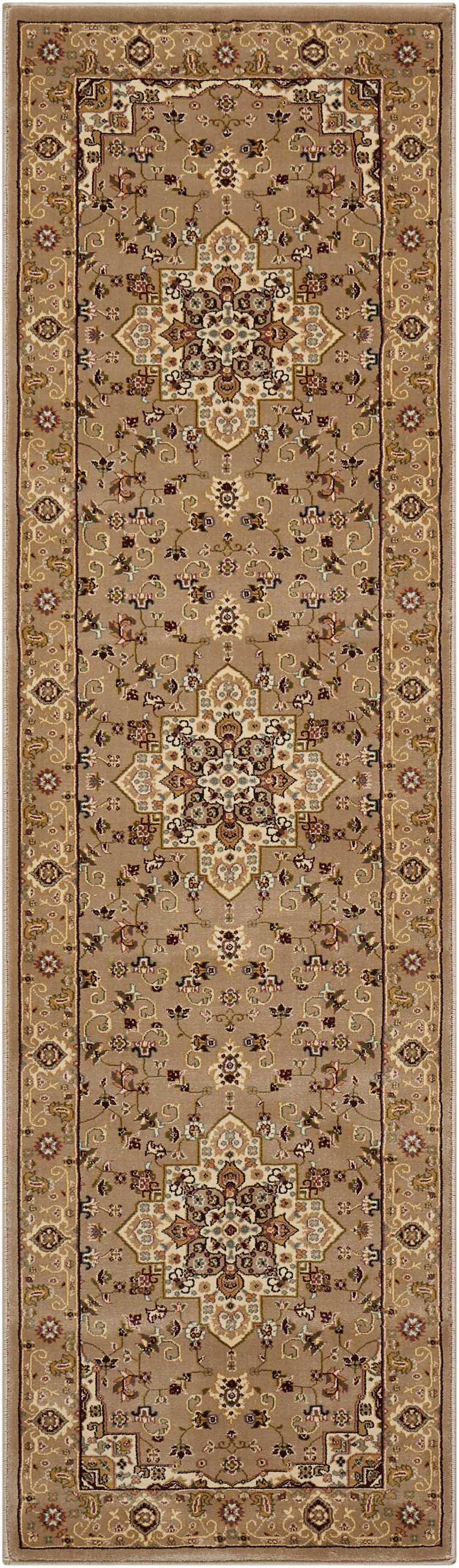 kathy ireland Home Antiquities ANT09 Beige 8' Runner  Hallway Rug