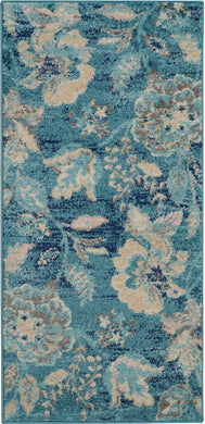 Nourison Tranquil 2'x4' Turquoise Blue and White French Country Small Rug