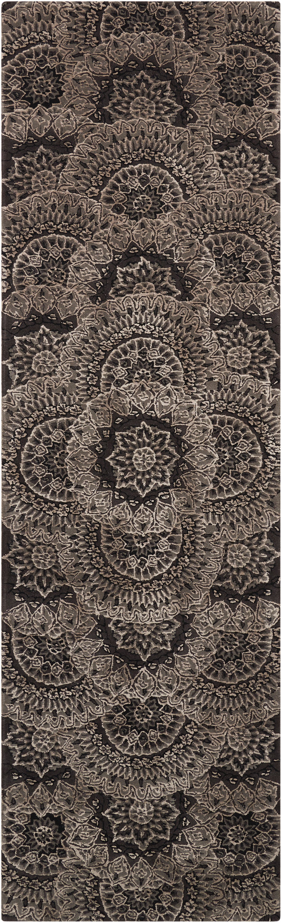 Nourison 2000 2335 Black/Grey 8' Runner  Area Rug