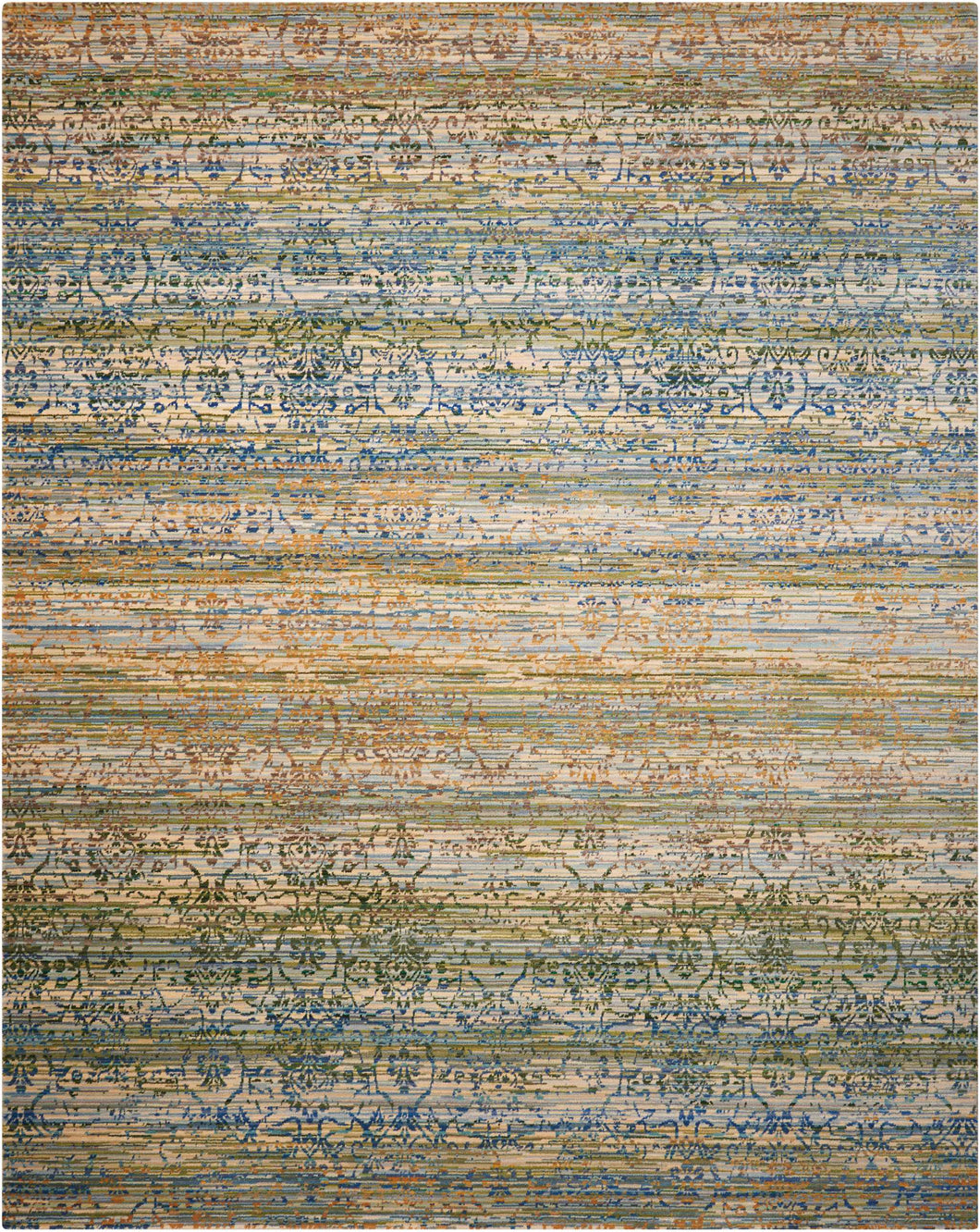 Nourison Rhapsody RH003 Beige and Blue 9'x12'   Rug