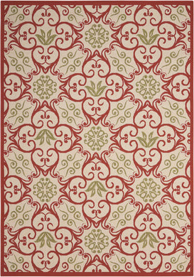 Nourison Caribbean CRB02 Ivory and Red 4'x6'  Area Rug