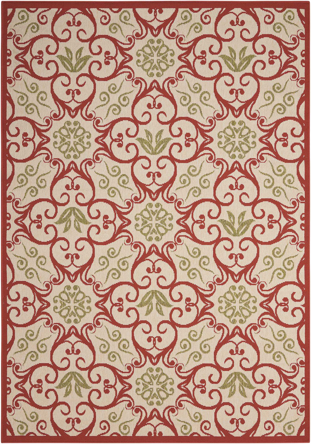 Nourison Caribbean CRB02 Ivory and Red 4'x6'  Area Rug