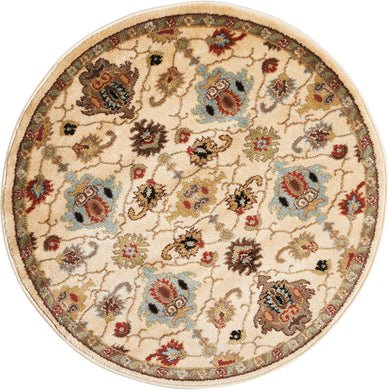 Nourison Delano DEL02 White Multicolor 3' Round  Area Rug