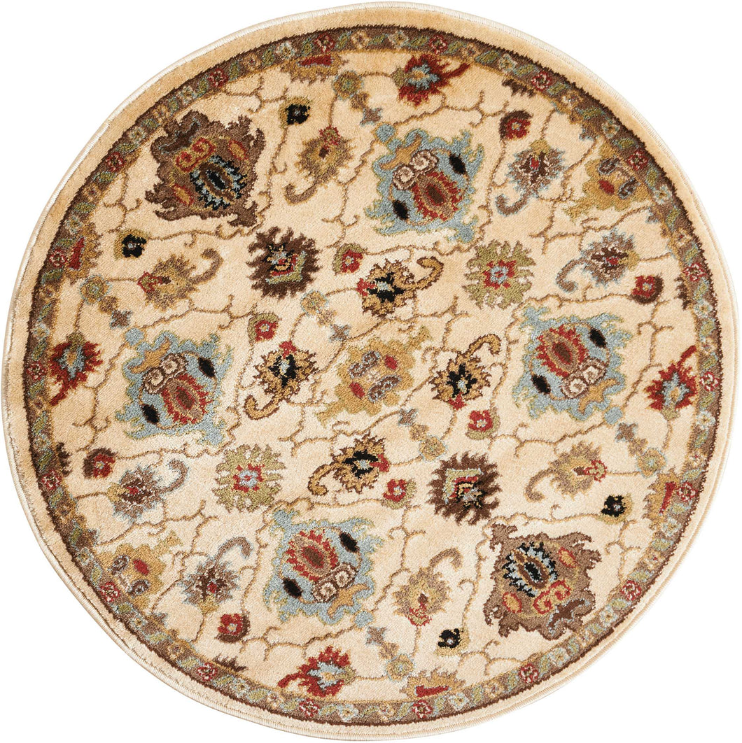 Nourison Delano DEL02 White Multicolor 3' Round  Area Rug