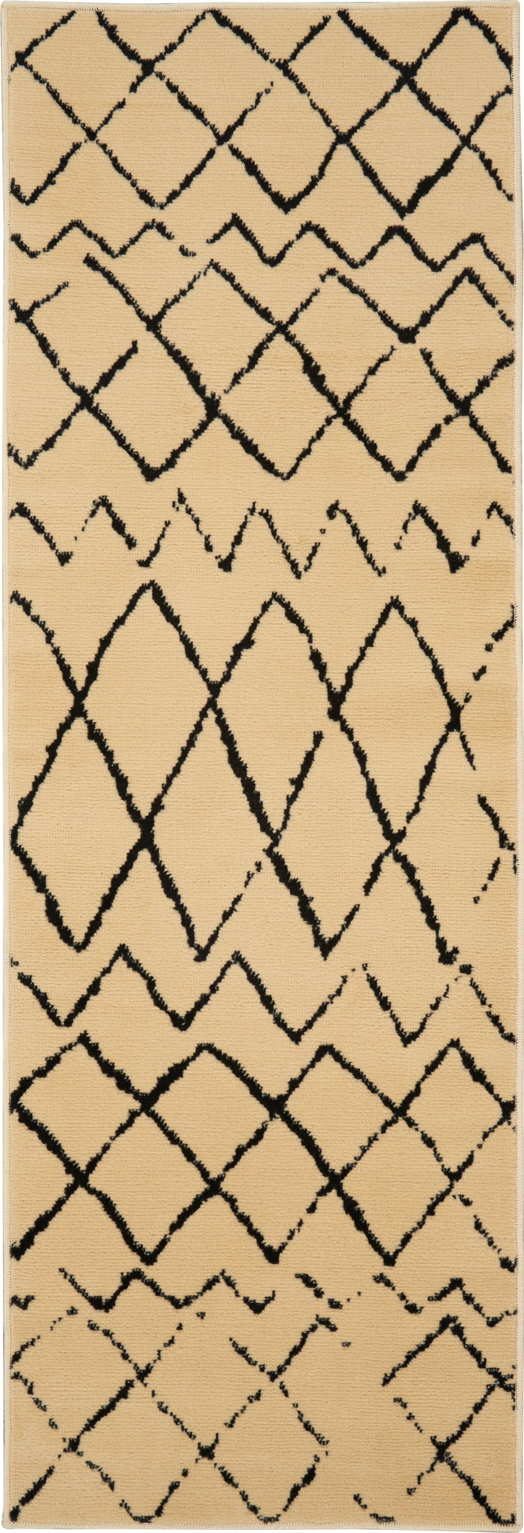 Nourison Grafix GRF04 Black and White 6' Runner  Hallway Rug