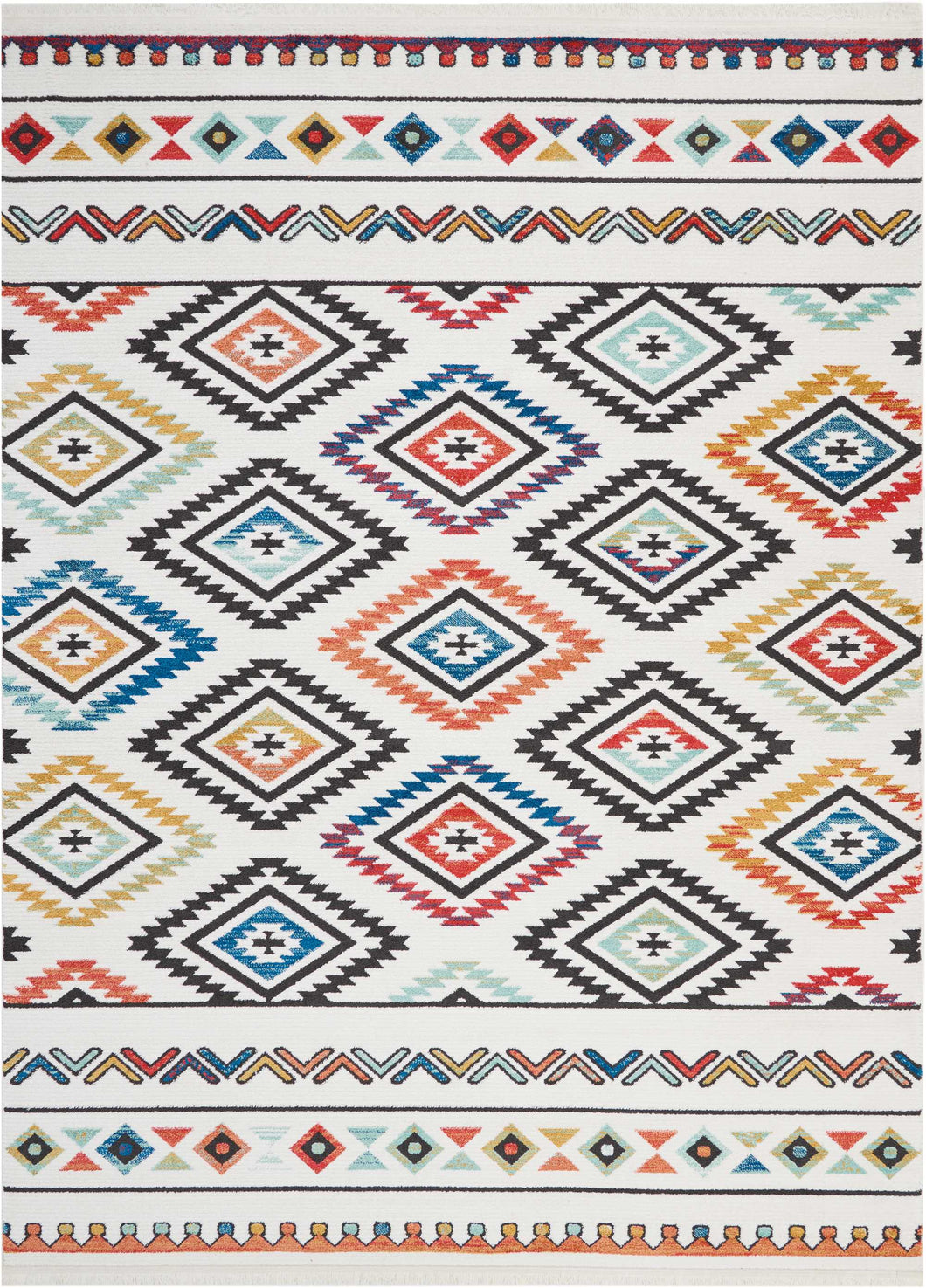Nourison Navajo NAV06 White Multicolor 8'x11' Oversized  Rug