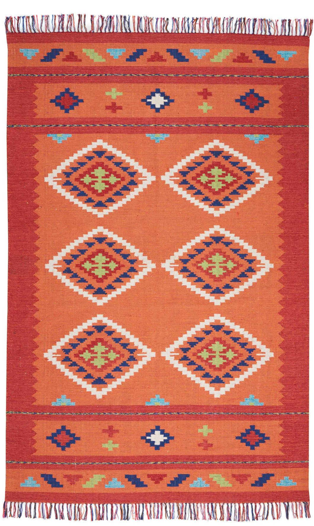 Nourison Baja BAJ02 Orange 7'x10' Large Flat Weave Rug