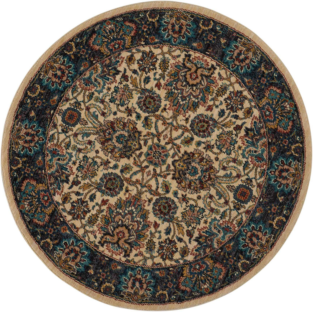 Nourison 2020 NR201 White Multicolor 5' Round  Area Rug