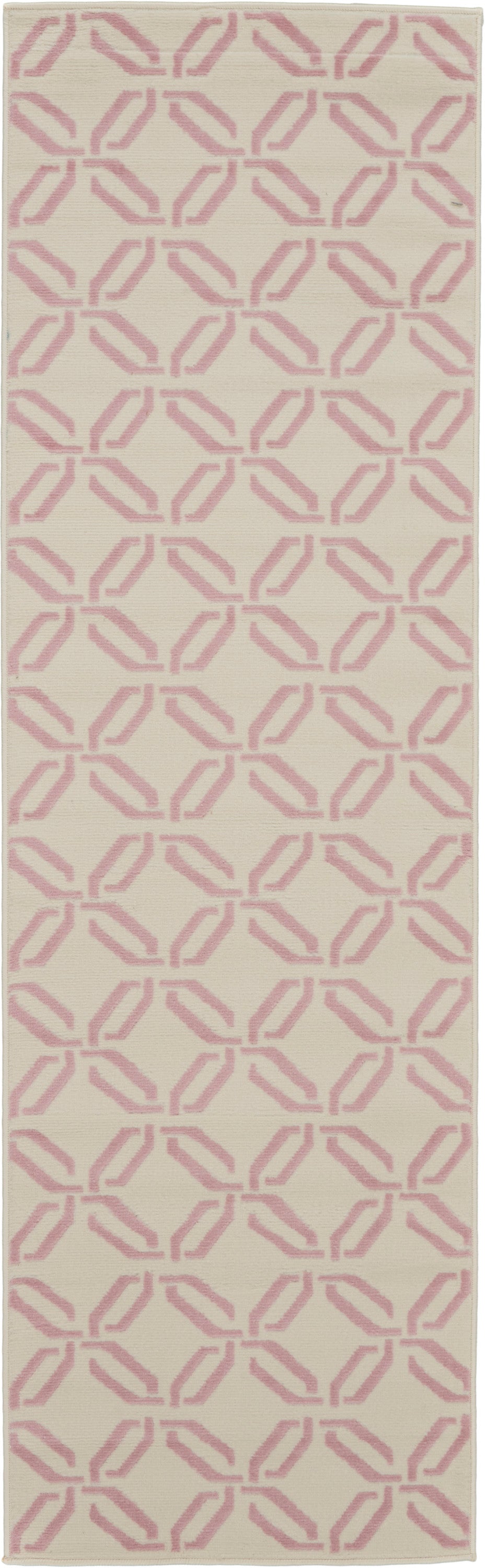 Nourison Jubilant JUB17 White and Pink 7' Runner Low-pile Hallway Rug