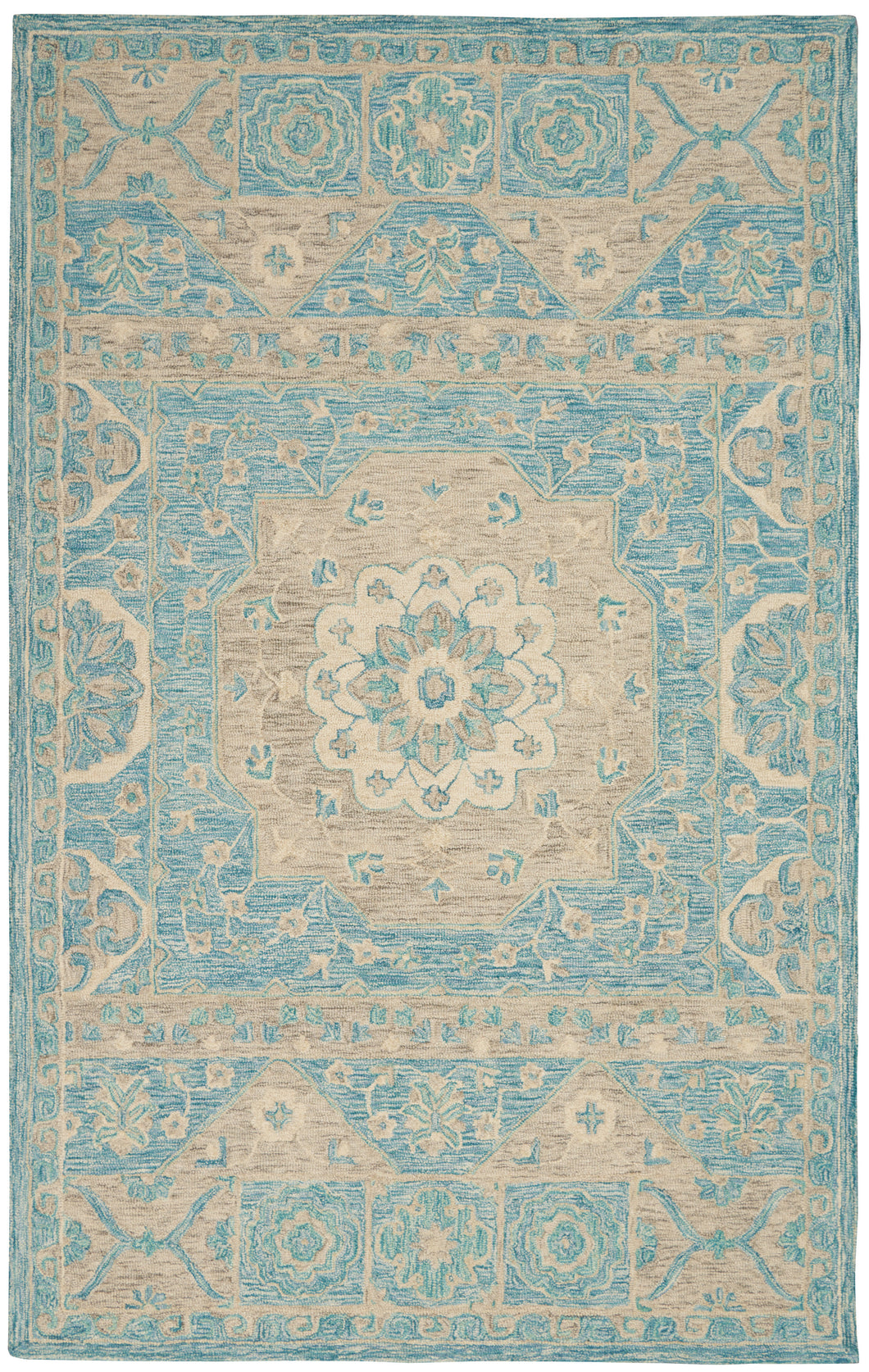 Nourison Azura AZM02 Aqua 5'x8' Farmhouse Area Rug