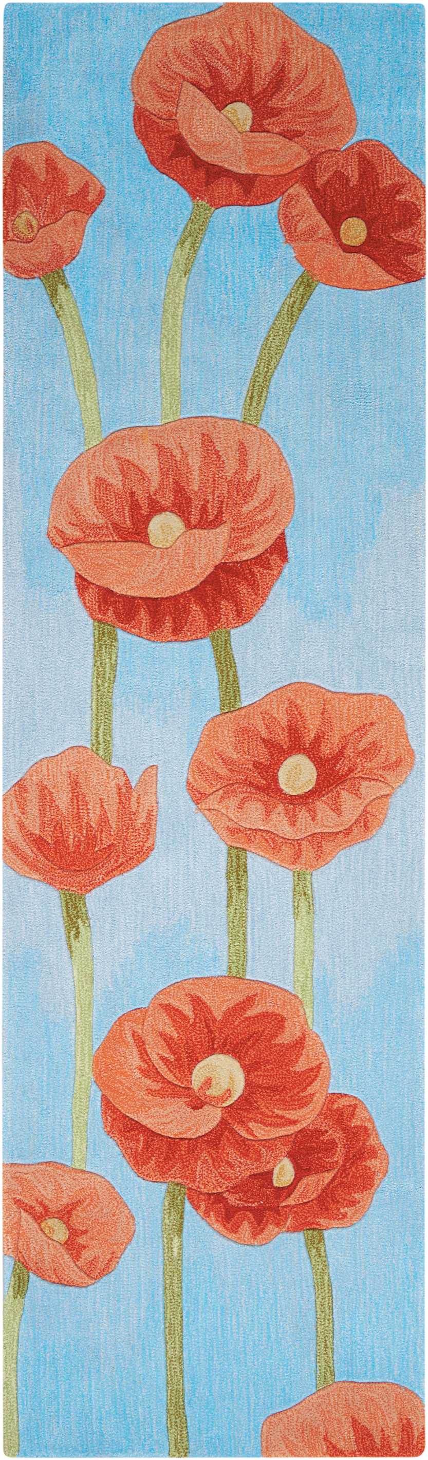 Nourison Contour CON79 Blue 8' Runner  Hallway Rug