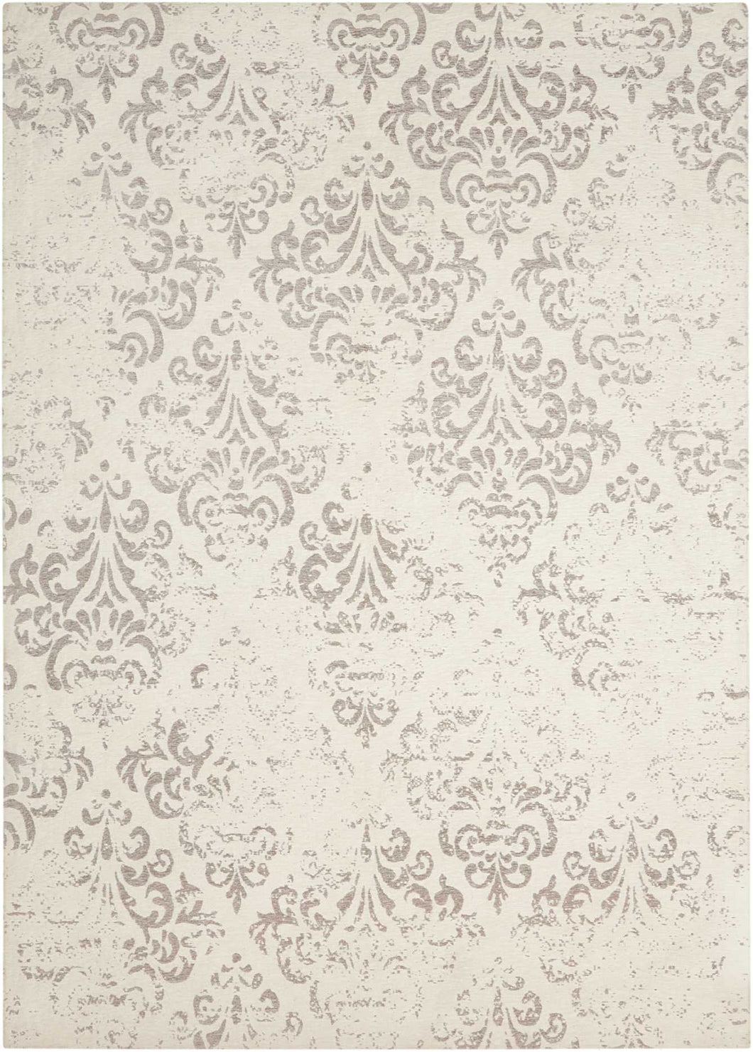 Nourison Damask DAS03 White 5'x7' Vintage Area Rug