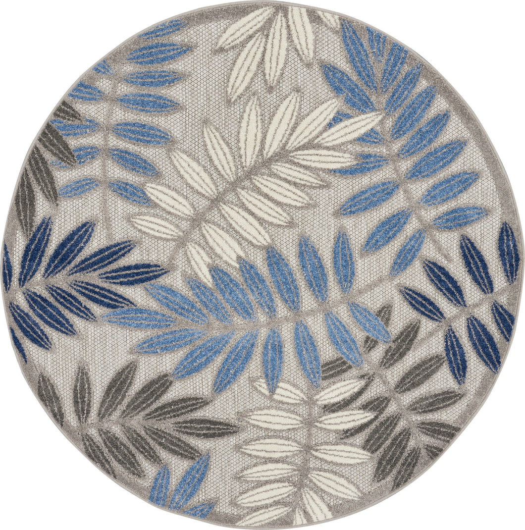 Nourison Aloha 5'xRound Blue Patio  Area Rug