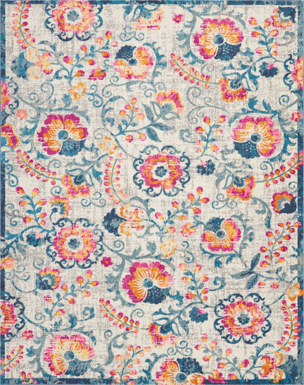 Nourison Passion PSN19 White Multicolor 8'x10' Large  Rug