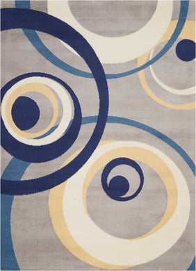 Nourison Grafix GRF21 Grey and Blue 5'x7'  Area Rug