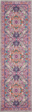 Nourison Passion PSN20 Grey and Pink 8' Runner  Hallway Rug