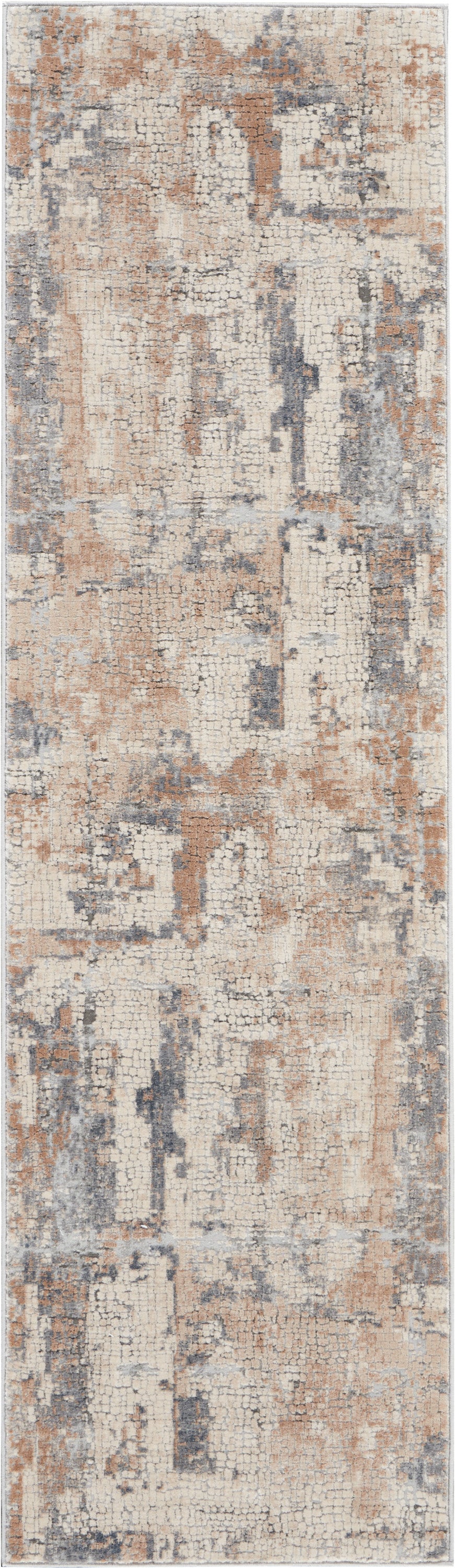 Nourison Rustic Textures RUS06 Beige and Grey 8' Runner  Hallway Rug